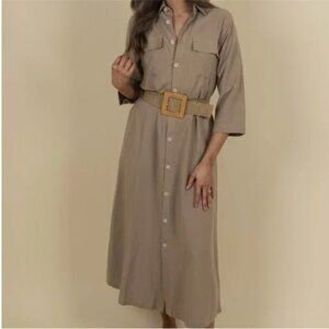 Malibu Bum Women's Belted Dress in Taupe - S